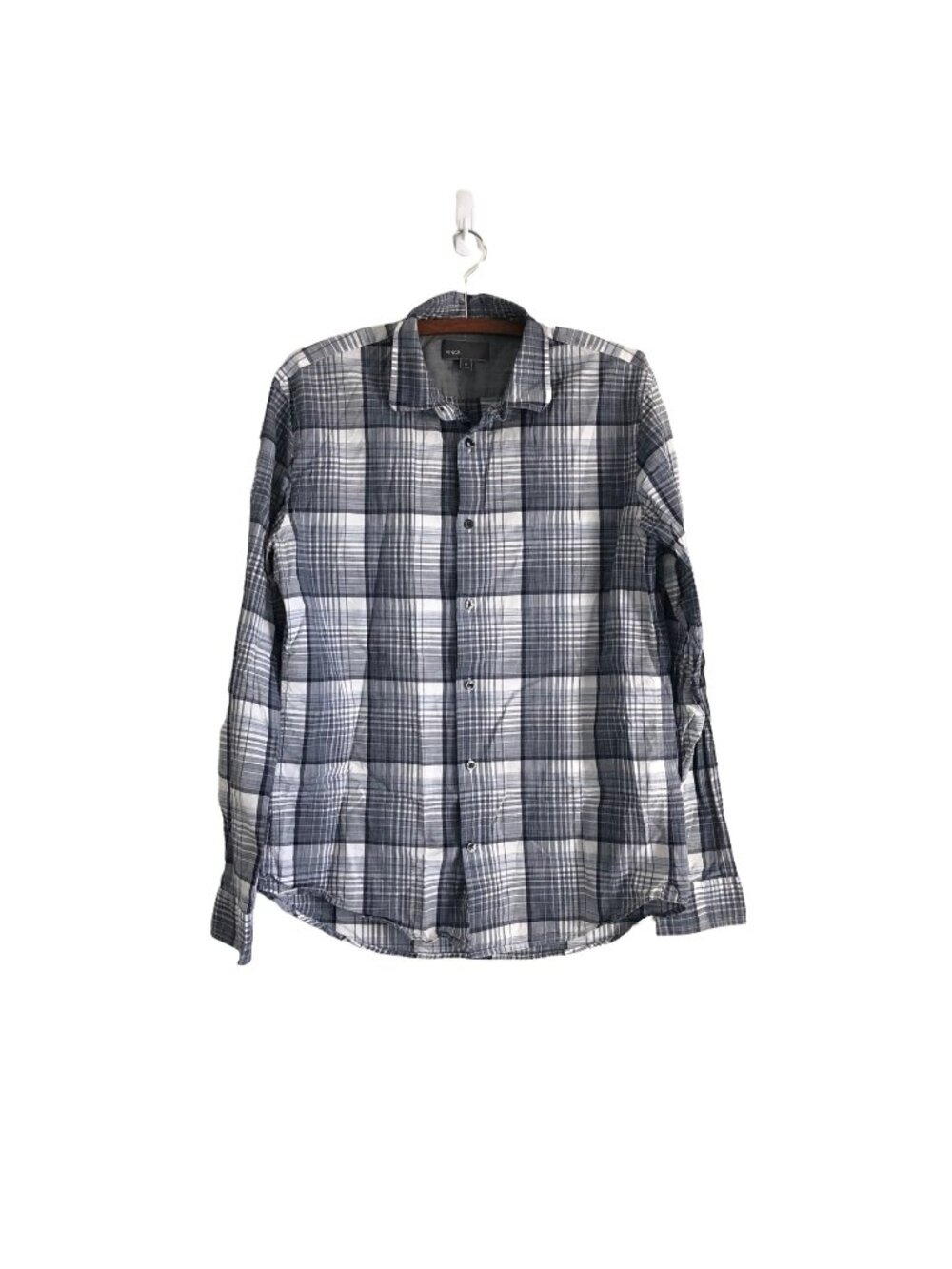 Vince Mens Gray Plaid Cotton Button Down Long Sleeve Shirt Size Medium